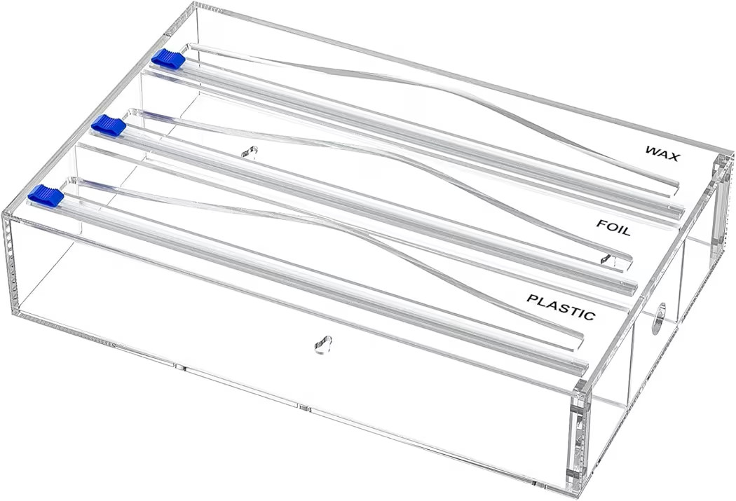 Tin Foil Organizer for Drawer with 12 Labels, Plastic Wrap Dispenser with Cutter, 3 in 1 Acrylic ... | Amazon (US)