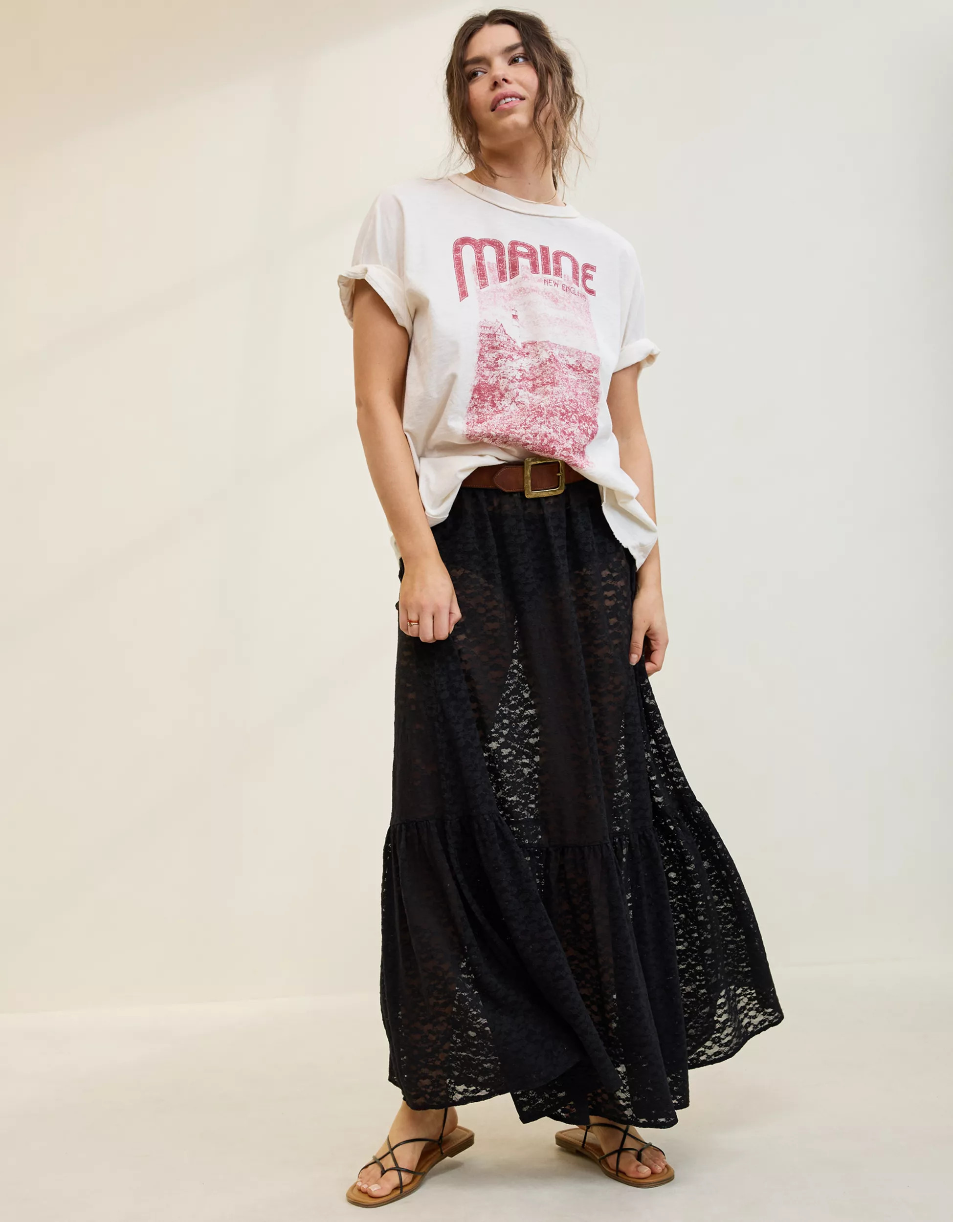 Aerie Tiered Lace Maxi Skirt | Aerie