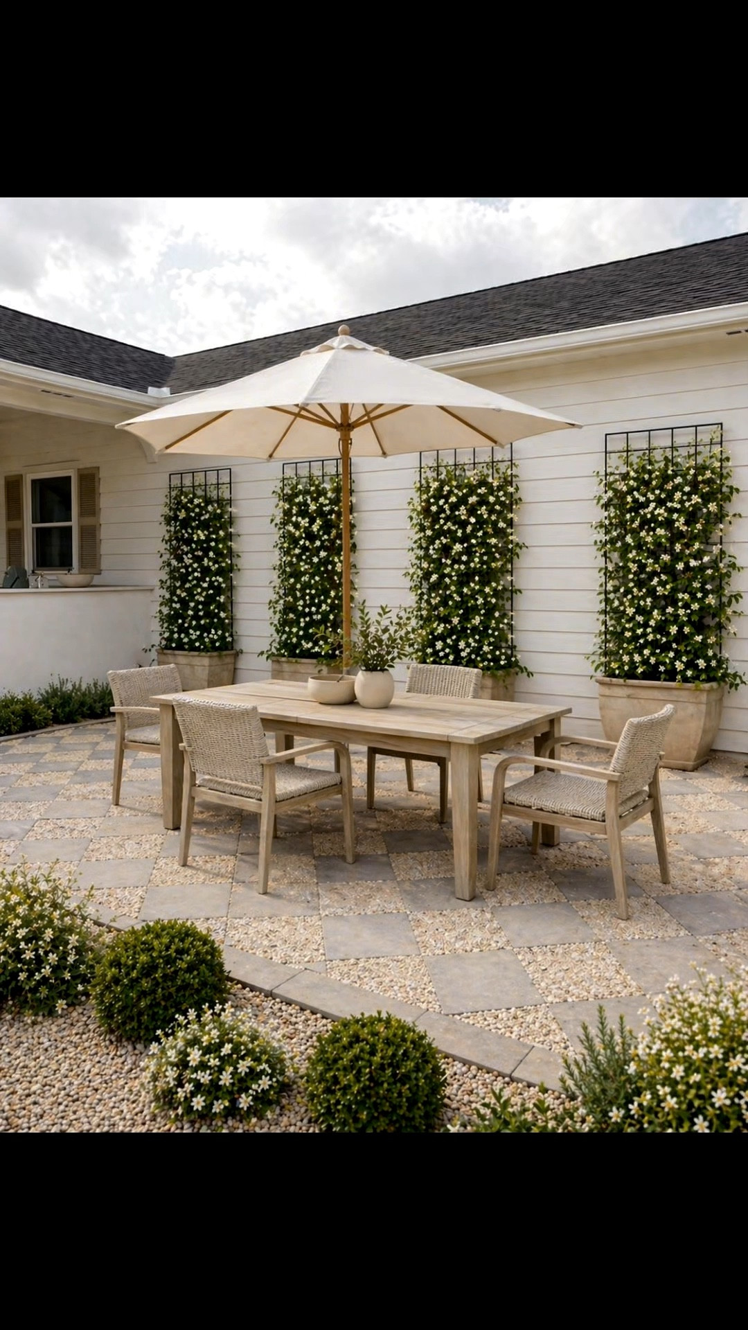 Sprucing up the backyard in the flip
House part 1!!! I grabbed star jasmine and trellises today and got them planted and strung up. Next up is furniture and replacing the 2 larger trees! I will also use the mulch anchor again to seal down any loose gravel from the winter  

#LTKSeasonal #LTKHome