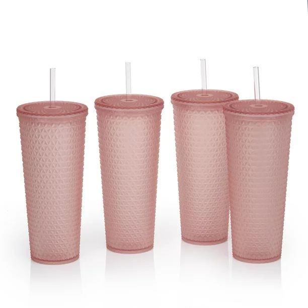 Mainstays 4pk 26oz DW AS Plastic Tinted Matte Textured Tumbler, Pink | Walmart (US)