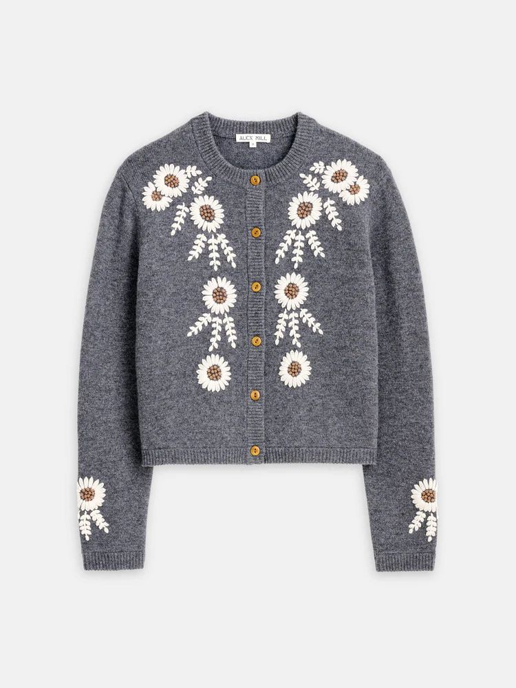Becca Embroidered Cardigan in Wool | Alex Mill