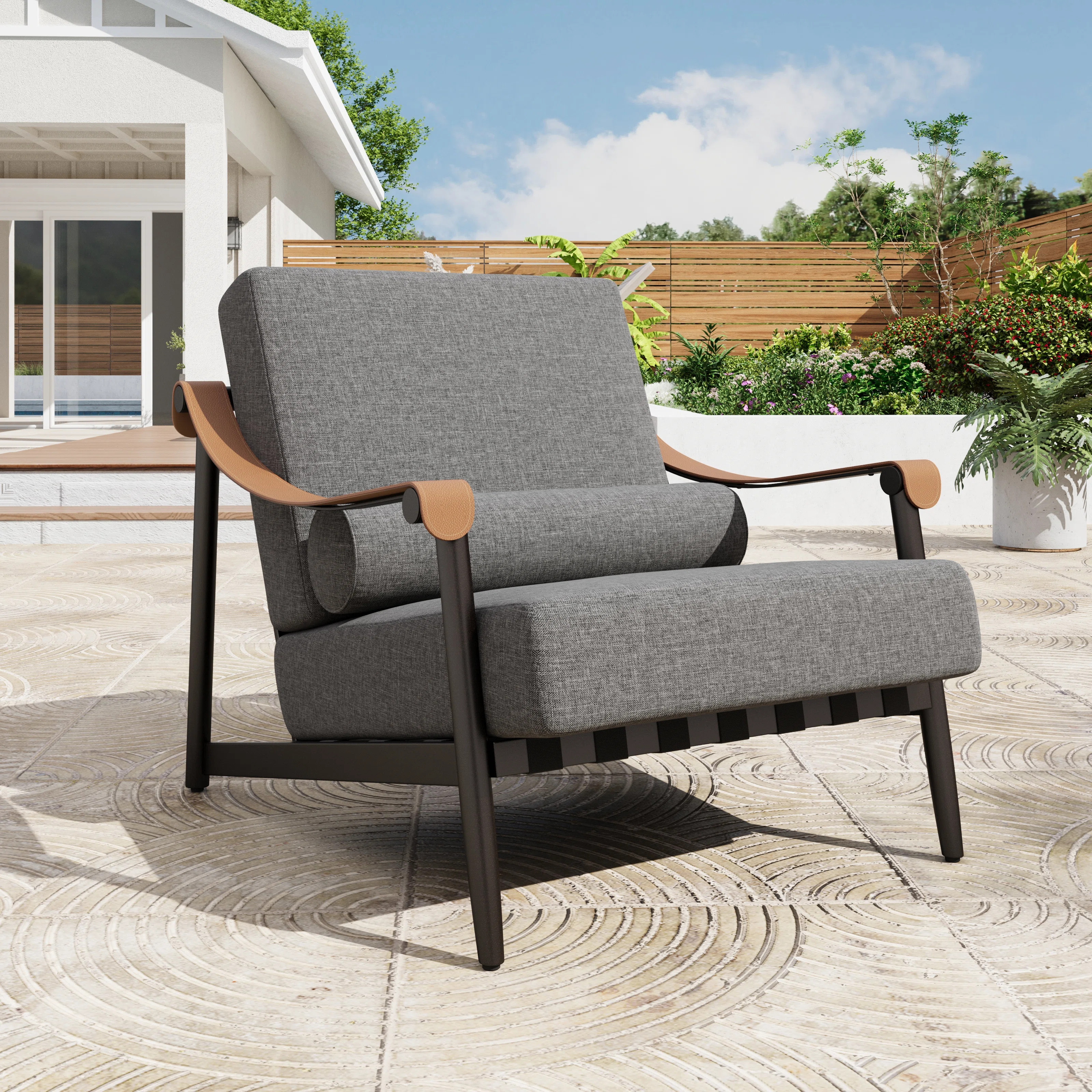 Outdoor Club Chair with Extra-Thick Seat Cushion (approx. 6.3") and Fixed 110° Relaxed Back Angl... | Wayfair North America