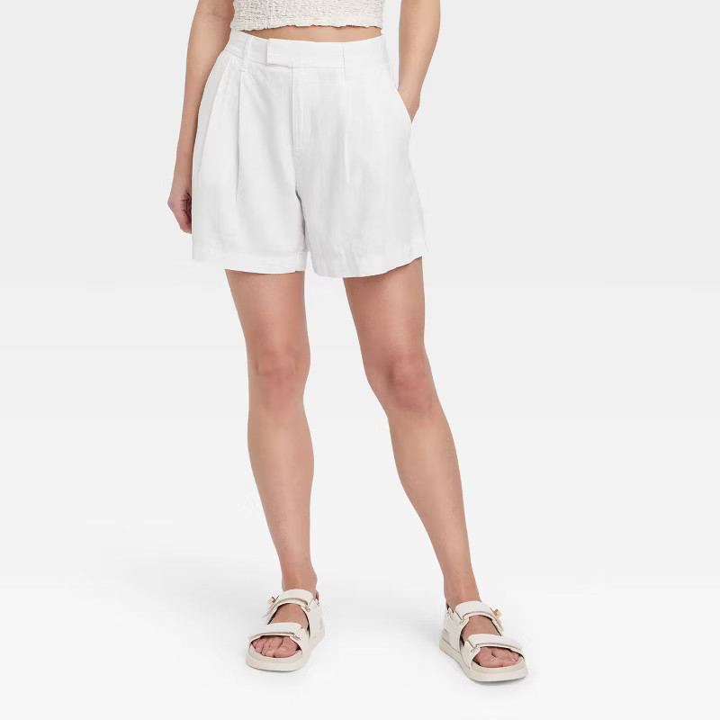 Women's High-Rise Tailored Linen Shorts - A New Day™ | Target