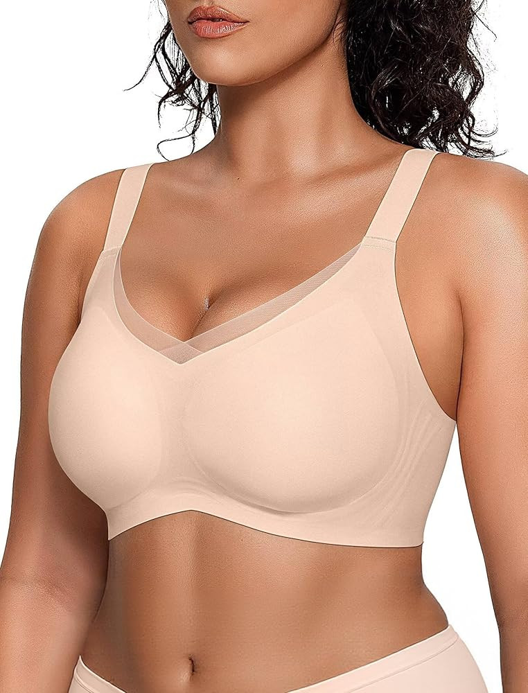 Vertvie Wireless Bras for Women No Underwire Supportive Mesh Crossover Bra Seamless Push Up Full ... | Amazon (US)