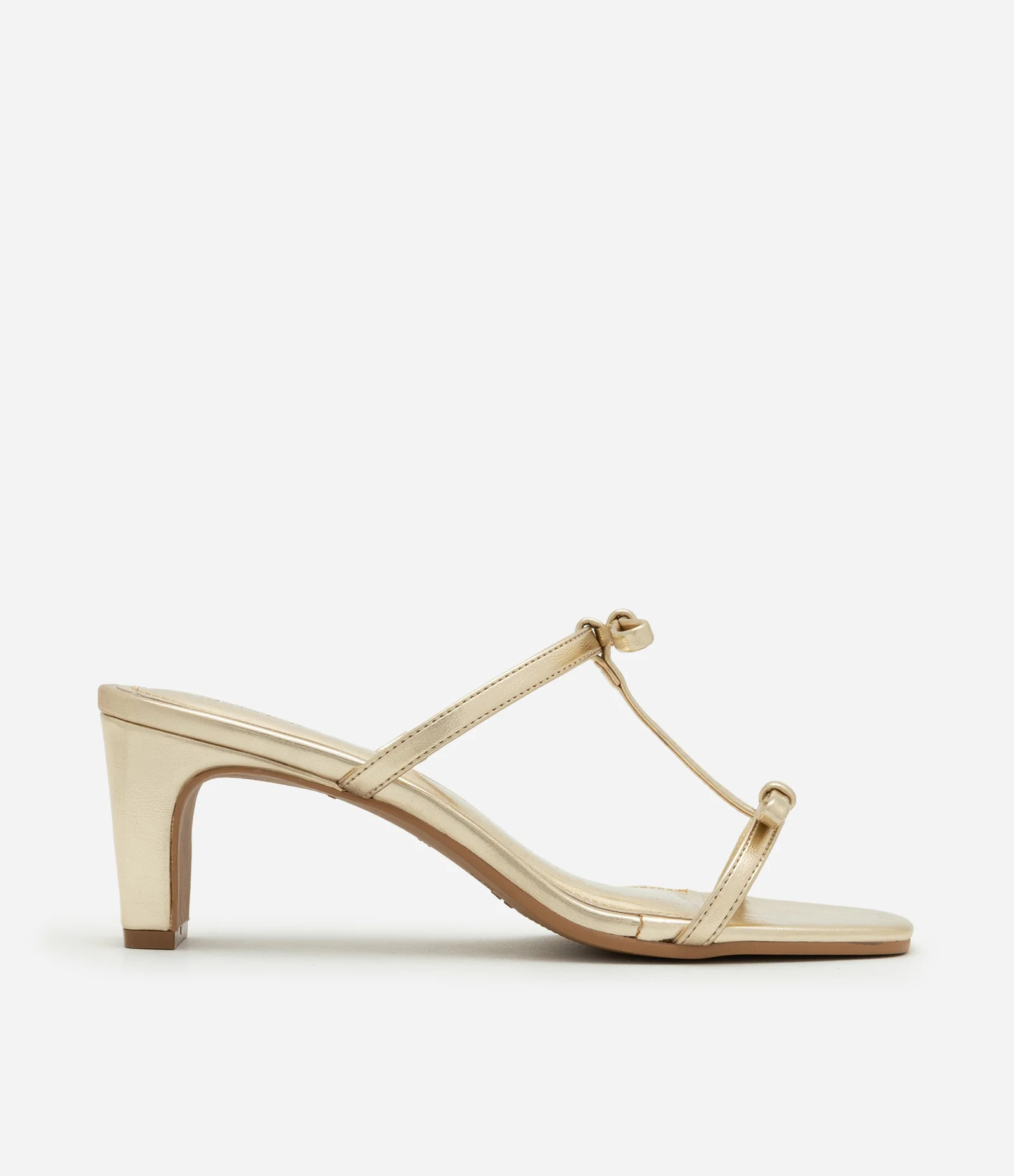 Sandália Mule com Tiras Finas e Lacinhos Dourado - Lojas Renner | Renner (BR)