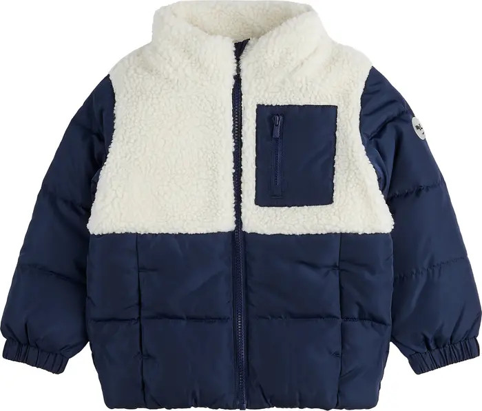 MILES THE LABEL Kids' Faux Shearling Mixed Media Puffer Jacket | Nordstrom | Nordstrom