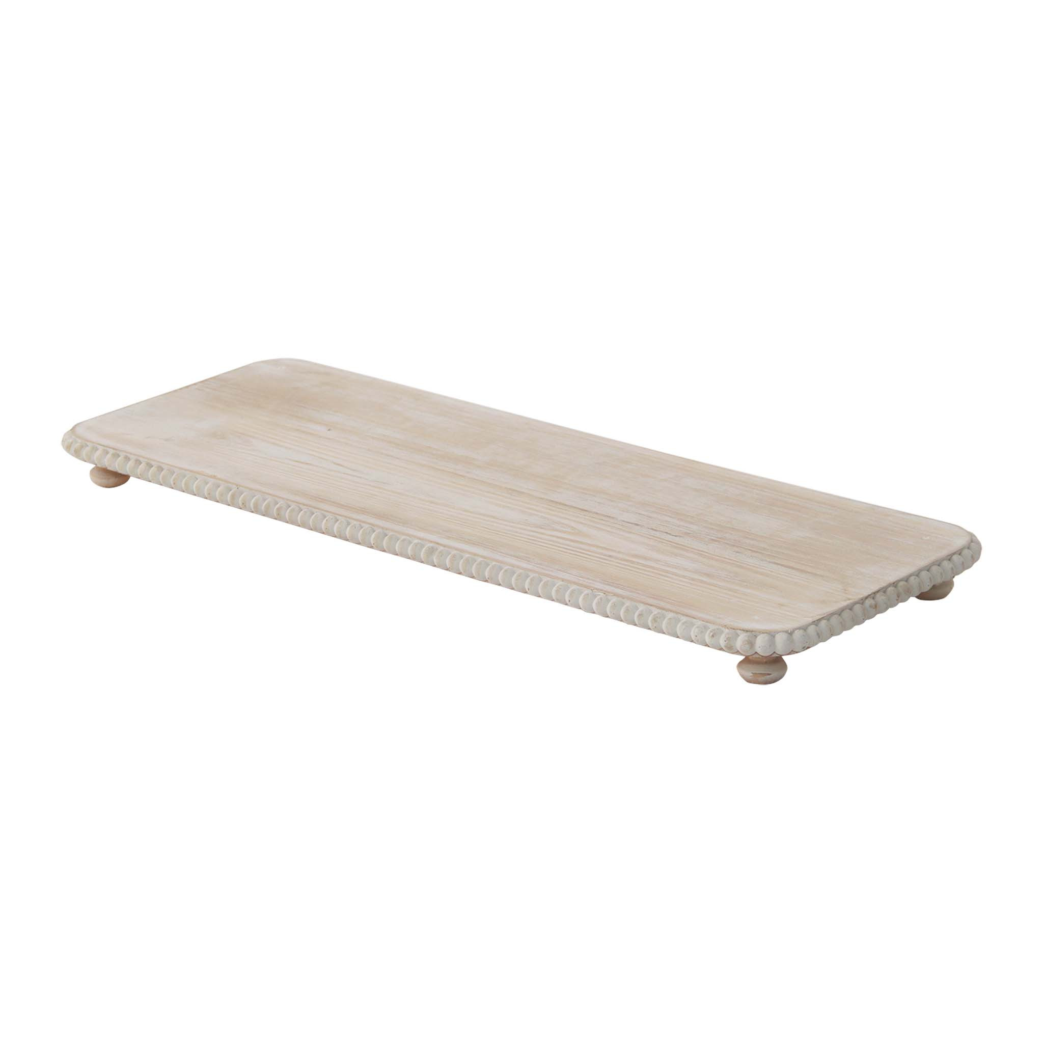 Parisloft Whitewashed Wood Beaded Tabletop Riser, Framhouse Wood Stand, Wood tray, 23 x 1.625 x 8... | Walmart (US)