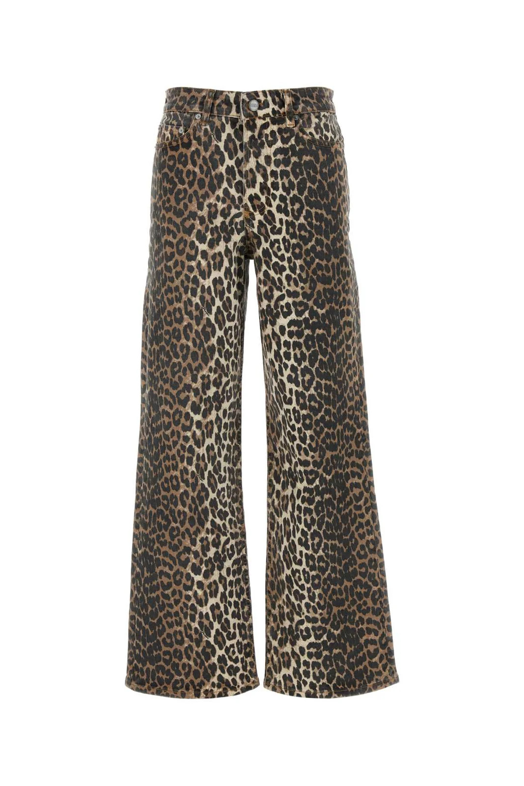 Ganni Leopard Printed Flared Jeans | Cettire Global