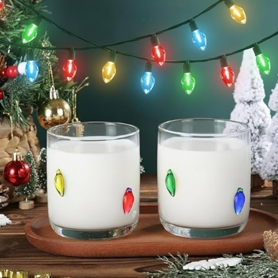 Christmas Icon Juice Glasses, 14oz Colorful Bulb Stemless Wine Drinking Juice Glass Cup for Party... | Amazon (US)