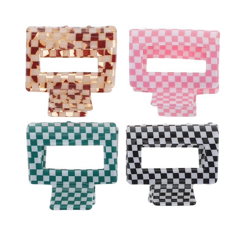 4 Pcs Checkerboard Hair Clips Bun Girls Claw Tiara Pin Clasp Ornament Banana Acetate Sheet Miss -... | Walmart (US)