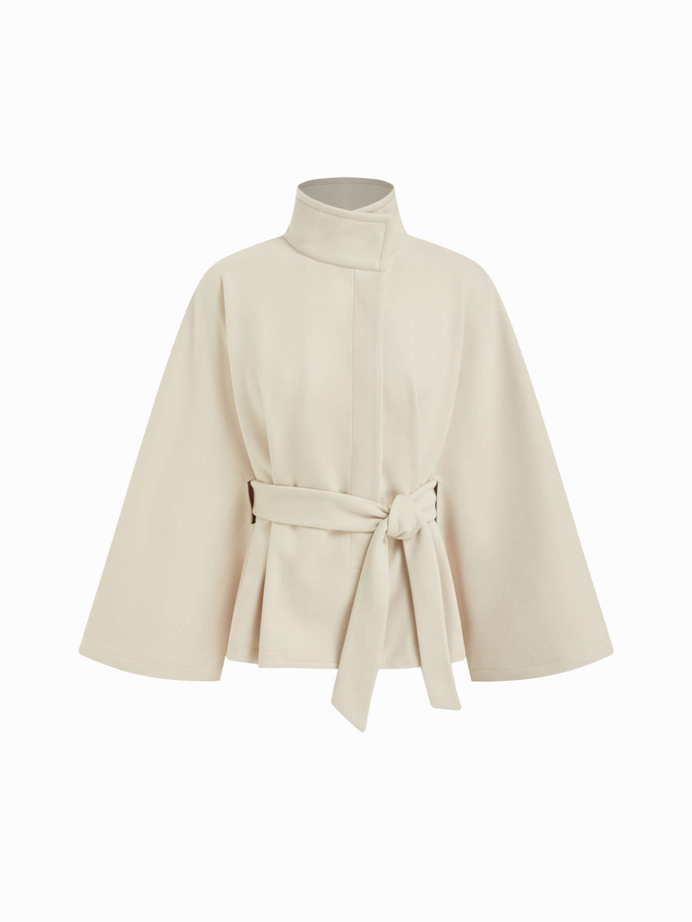 Wool-like fabrics Wool-look Stand Collar Cloak Sleeve Oversized Jacket With Belt For Daily Casual | Cider