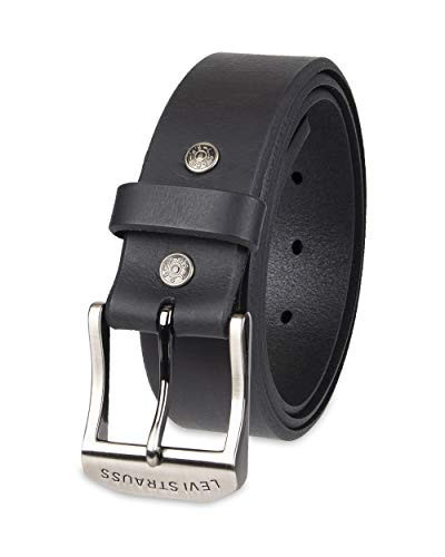 Levi's Men's 100% Leather Belt with Prong Buckle, Black, 44, Black/black | Amazon (US)