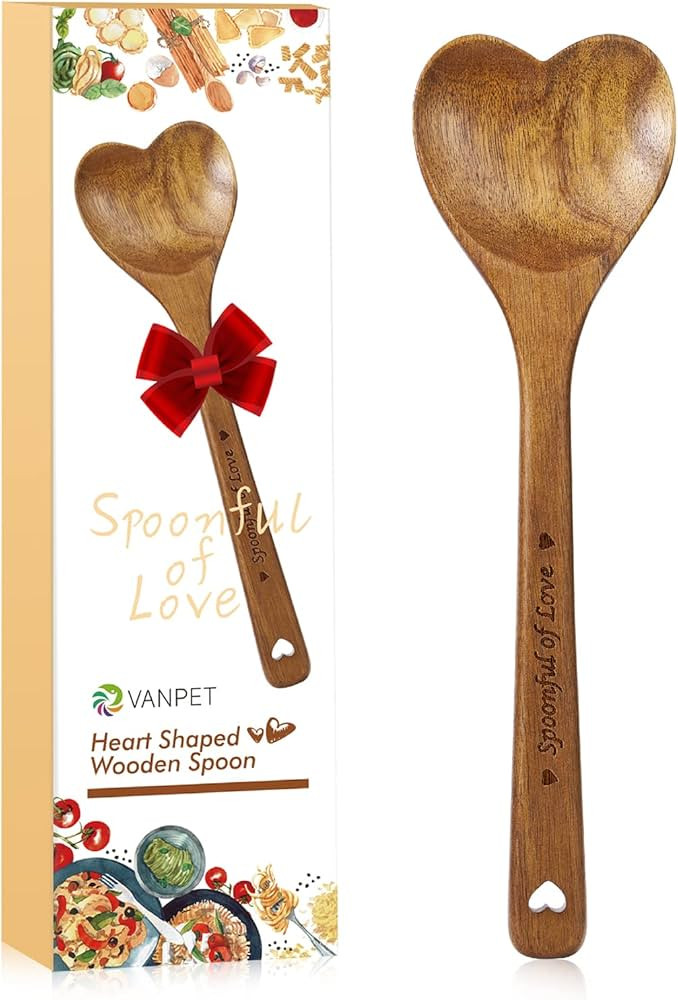 Wooden Heart Spoons - Heart Shaped Wooden Spoon Kitchenware for Cooking with Love, Unique Mother'... | Amazon (US)