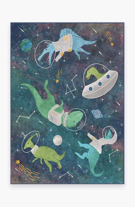 Dinosaurs in Space Rug | Ruggable