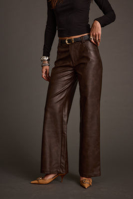 Kennedy Espresso Vegan Leather Pants S | 12th Tribe