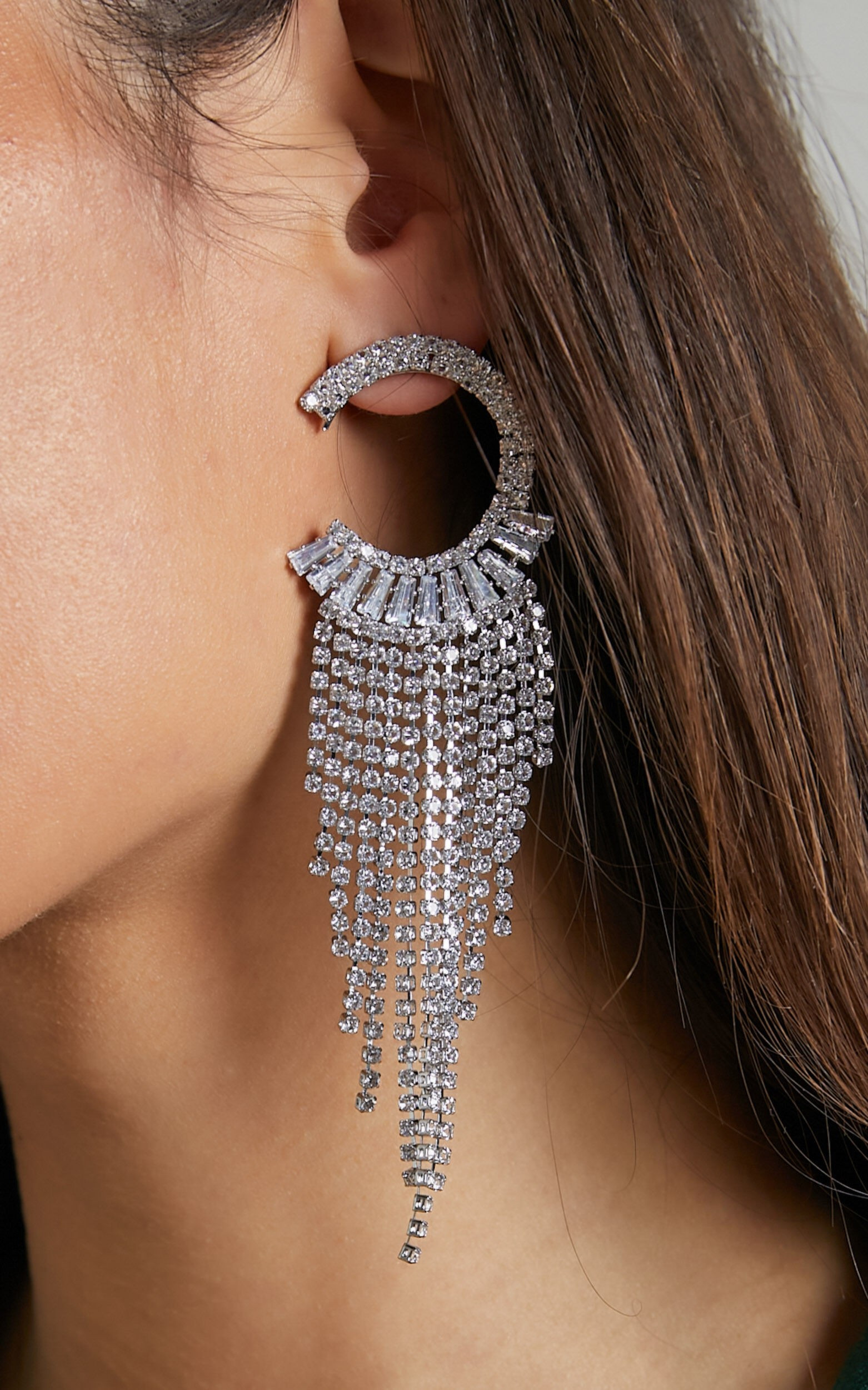 Darna Diamante Drop Earrings in Silver | Showpo - deactived