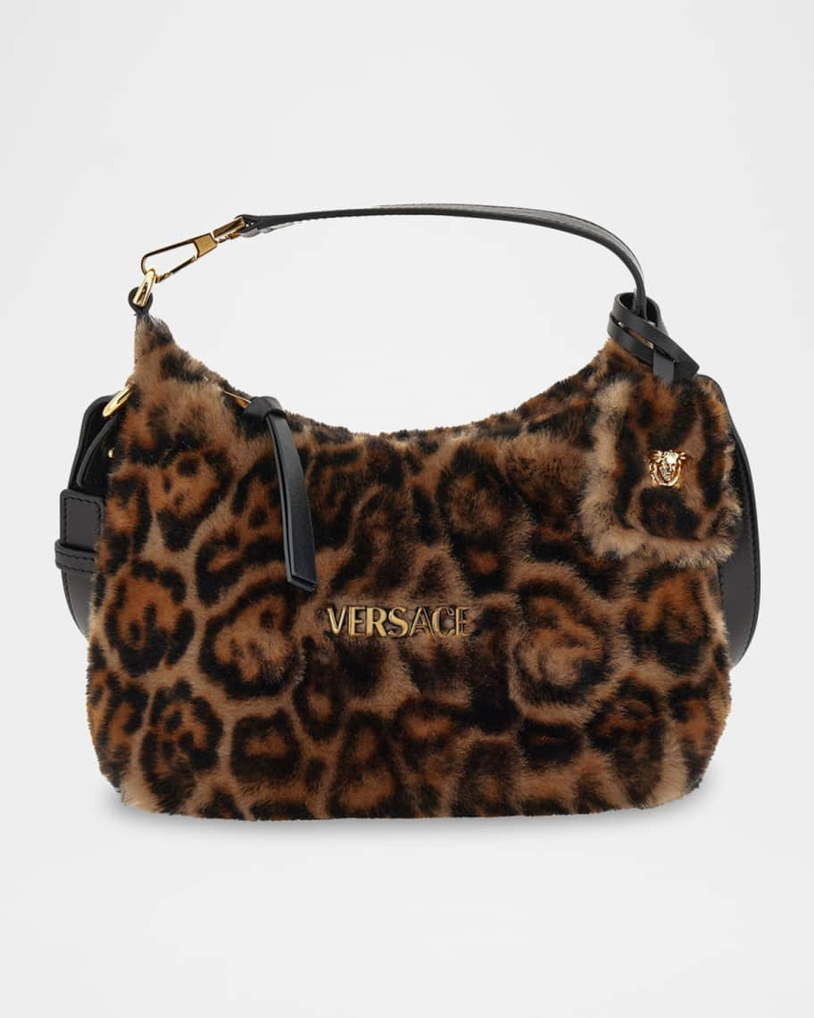 Versace Animal-Print Faux Fur Hobo Bag | Neiman Marcus
