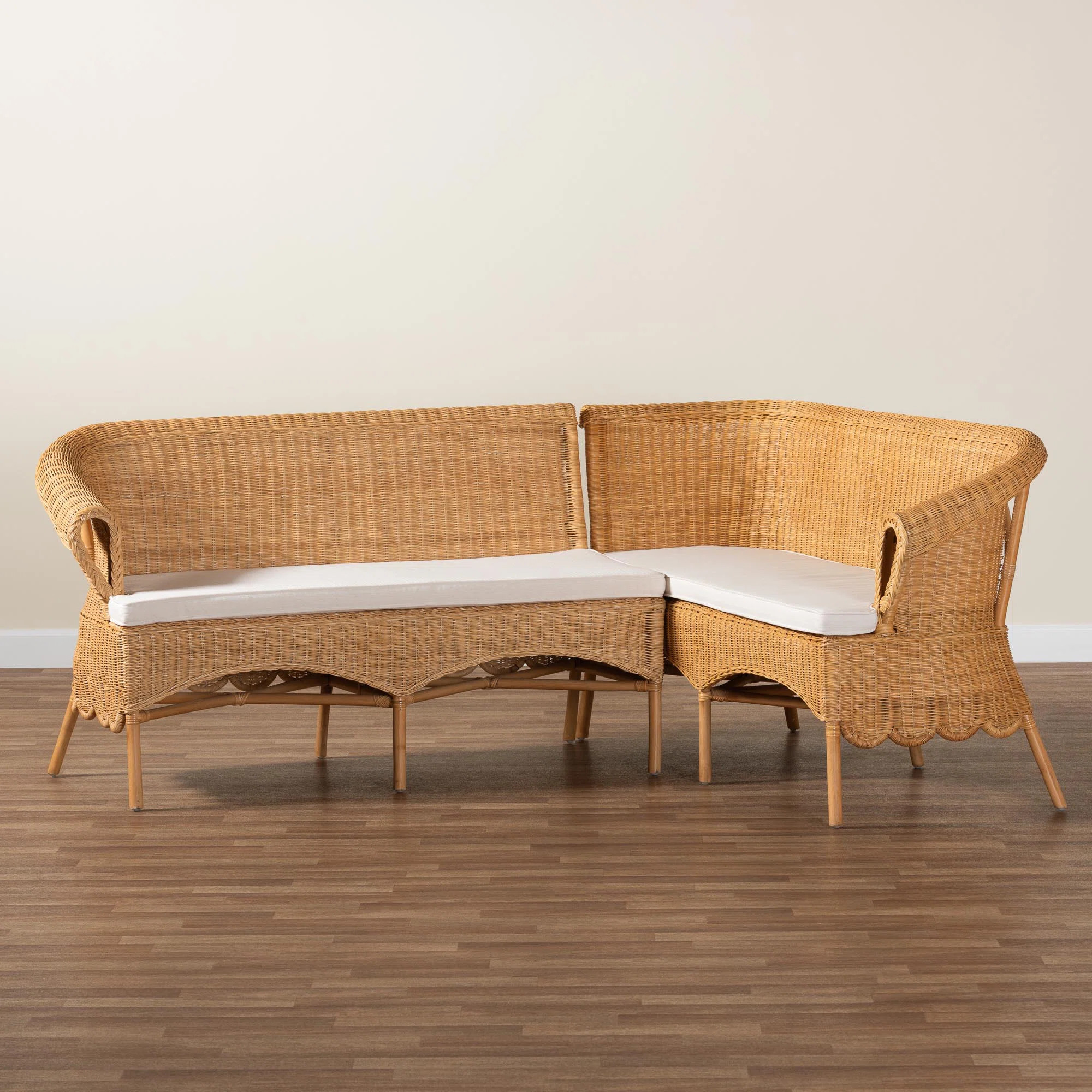 Bayou Breeze Bali & Pari Tamara Bohemian Light Honey Rattan 2-Piece Dining Nook Bench Set | Wayfa... | Wayfair North America