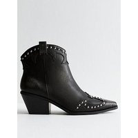 New Look Faux Leather Studded Cowboy Boots - Black | Very (UK)