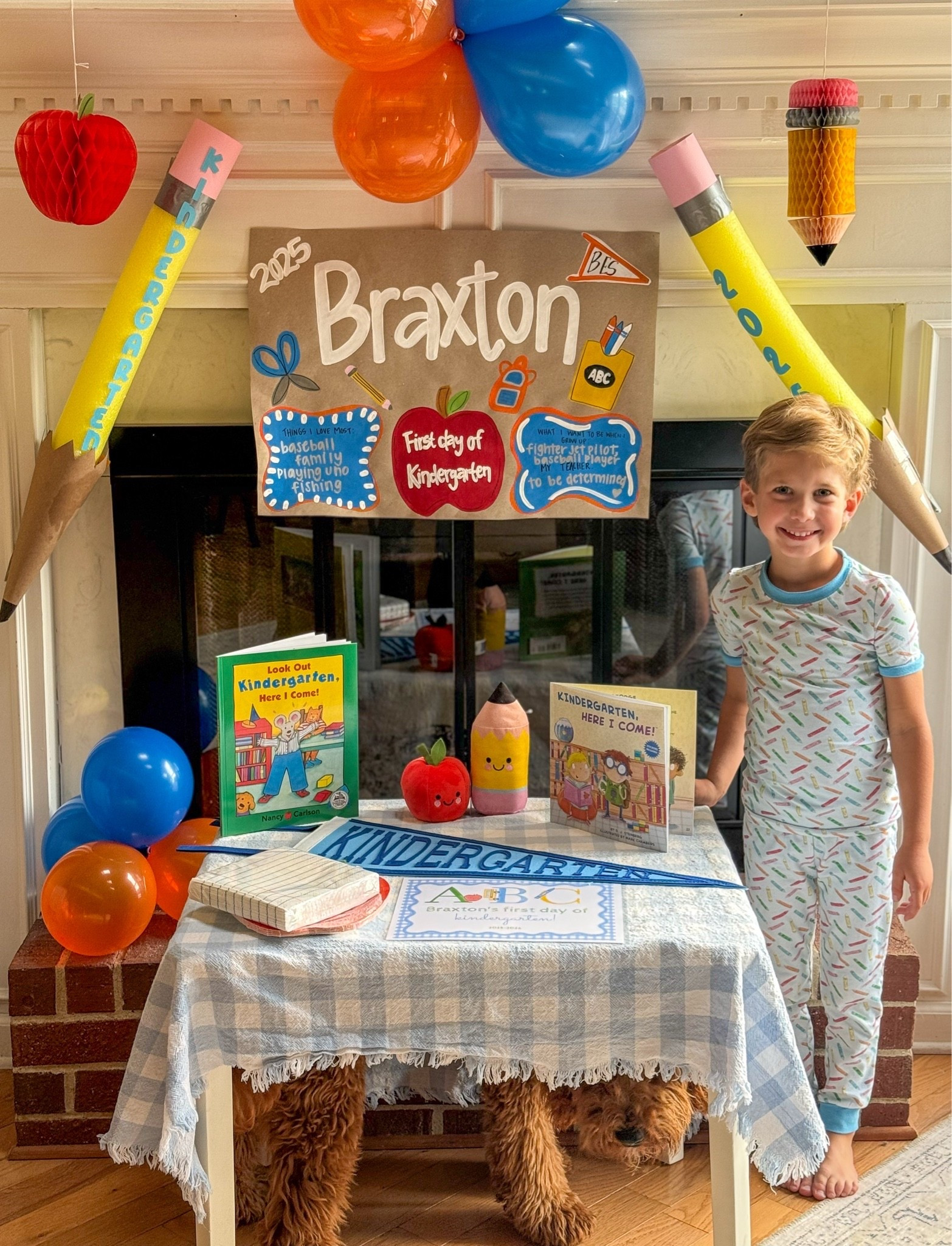 Back to school! This is what we wore the night before kindergarten. Love these pajamas!