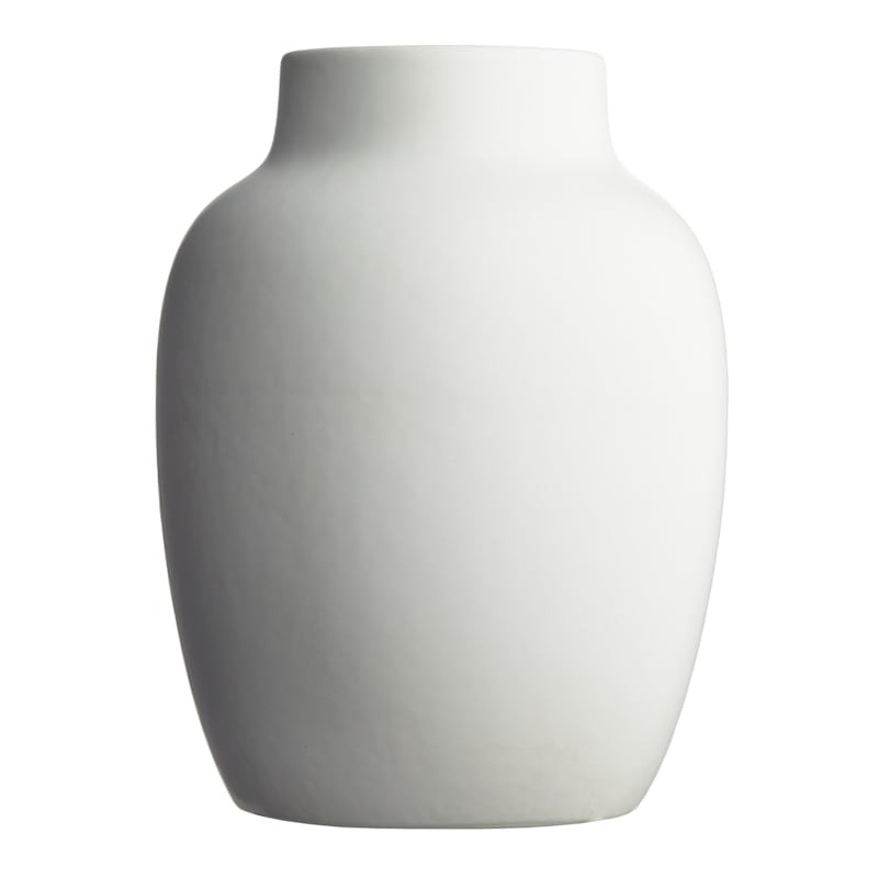 White Ceramic Wide-Mouth Vase, 11" | At Home