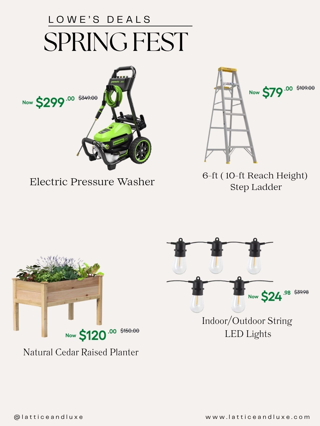 Lowe’s Spring Fest deals are HERE 🌿✨  

If you’ve been waiting to refresh your patio, outdoor space, or tackle those spring projects—this is your sign 🙌  

And it gets better… Lowe’s now offers FREE delivery for MyLowe’s Rewards + MyLowe’s Pro Rewards members 👏  
Yep, even same-day delivery options on select items!  

The perfect excuse to finally start that project you’ve been putting off 🤍  

#LowesFinds #SpringRefresh #HomeProjects #PatioSeason #BudgetFriendlyHome

#LTKHome #LTKSaleAlert