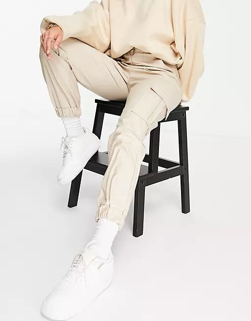 Parisian PU sweatpants with pocket details in stone | ASOS (Global)