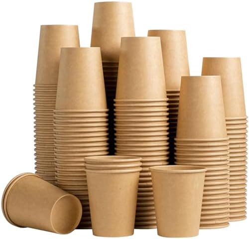Lamosi 200 Pack 8 oz Kraft Paper Cups, Brown Disposable Paper Coffee Cups, Unbleached Paper Cups ... | Amazon (US)