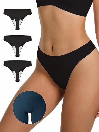 LUCKMEEY Cotton Thongs for Women Seamless Thongs for Women No Show Thong Panty Liners Workout G-S... | Amazon (US)