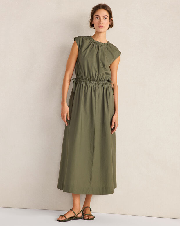 Organic Cotton Poplin Side-Tie Maxi Dress | Talbots