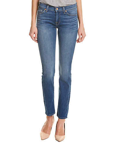 7 For All Mankind Cooperstown Medium Blue Slim Cigarette Leg | Ruelala