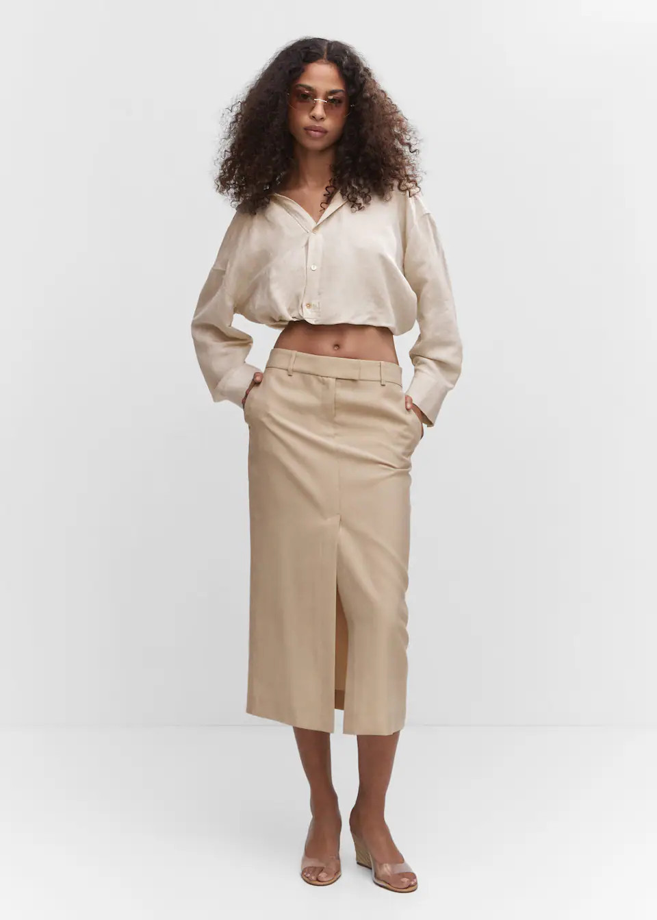 Lyocell-rock mit schlitz -  Damen | Mango Deutschland | MANGO (DE)