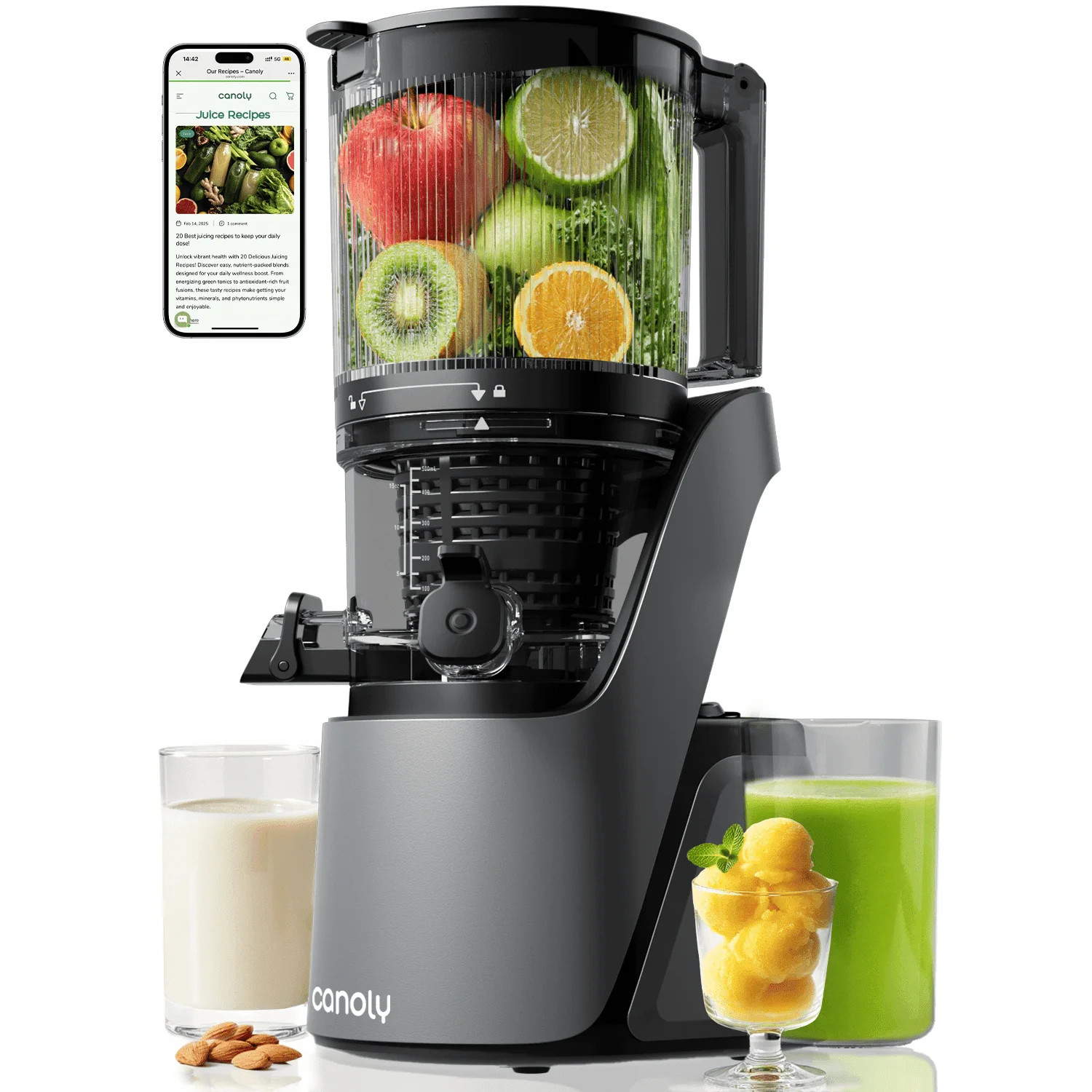 Canoly C16 Cold Press Juicer - 250W AC Brushless Motor for Whole Fruits Batch Juicing, Quiet Slow... | Walmart (US)