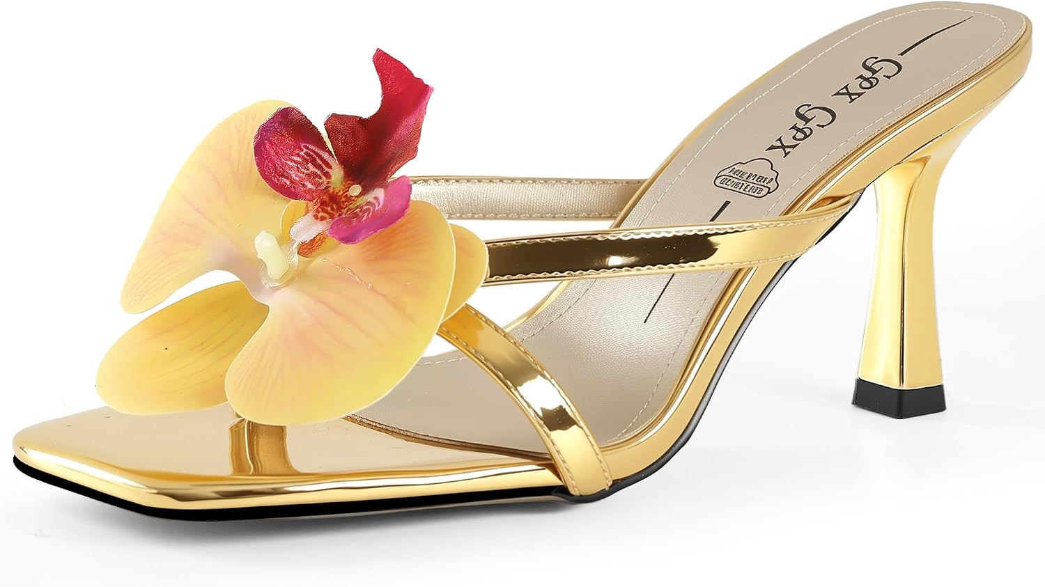 Women's Flower Kitten Heels Slide Sandals Comfortable Slip On Open Toe Summer Weddings Parties Beach Floral Heels Sandals | Amazon (US)