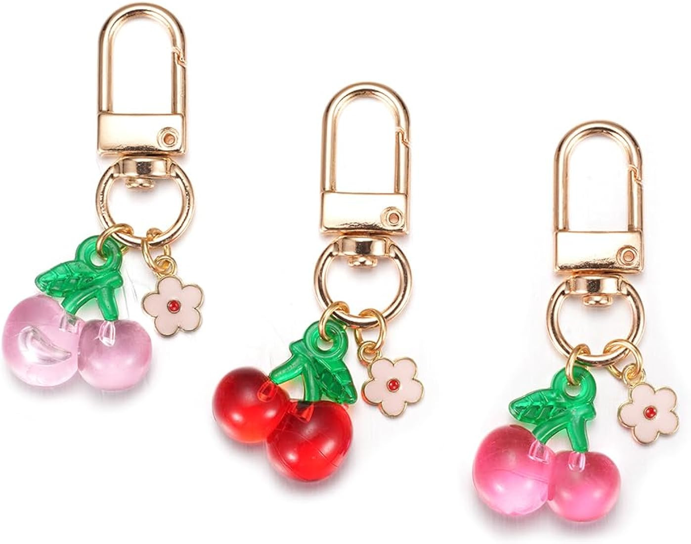 Cute Jelly Cherry Keychain 3pcs Set Fruit Shape Small Pendant Key Chain Bag Charm Car Key Ring | Amazon (US)