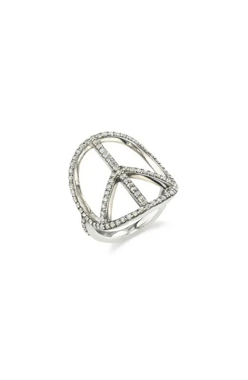 Sheryl Lowe Circular Peace Sign Ring in Sterling Silver at Nordstrom, Size 7 | Nordstrom