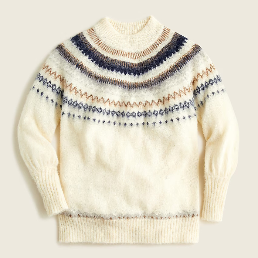 Fair Isle yoke puff-sleeve sweater | J. Crew US