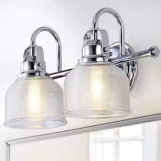JONATHAN Y Virginia 17.25 in. 2-Light Metal/Glass LED Chrome Vanity Light JYL7408A - The Home Dep... | The Home Depot