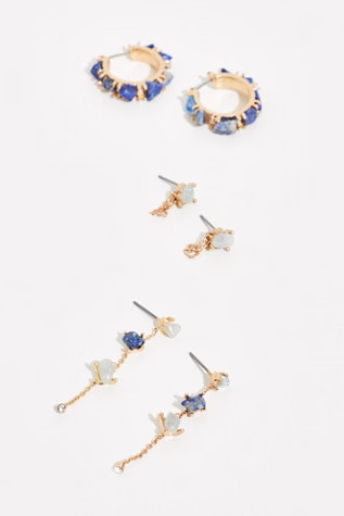 Raw Stone Hoop Earring Set | Free People (Global - UK&FR Excluded)