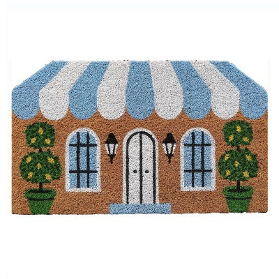 18"x30" Boxwood House Coir Doormat Natural/Blue/White | Target