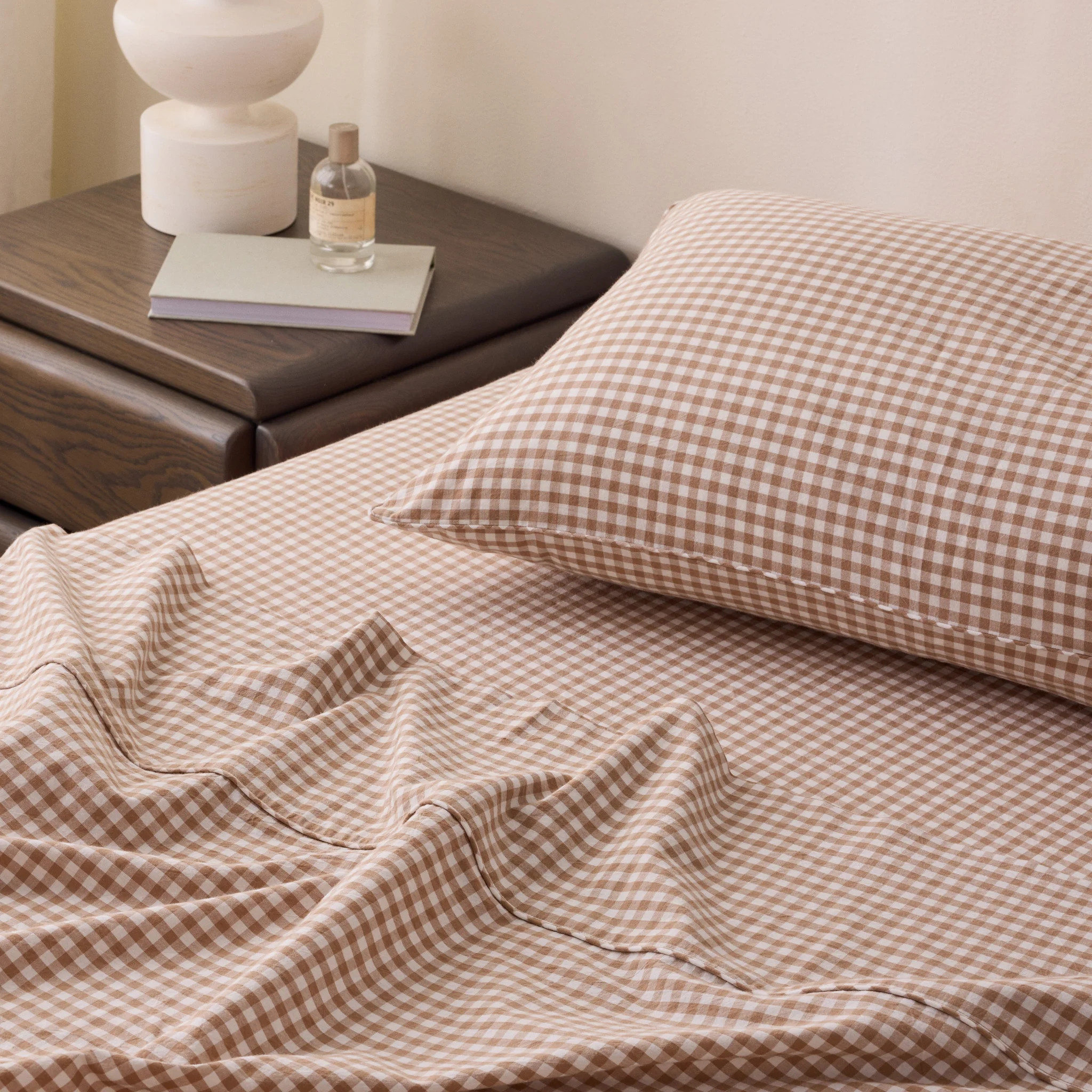 Leo Washed Cotton - Lyle Gingham Flat Sheet | Shop.app