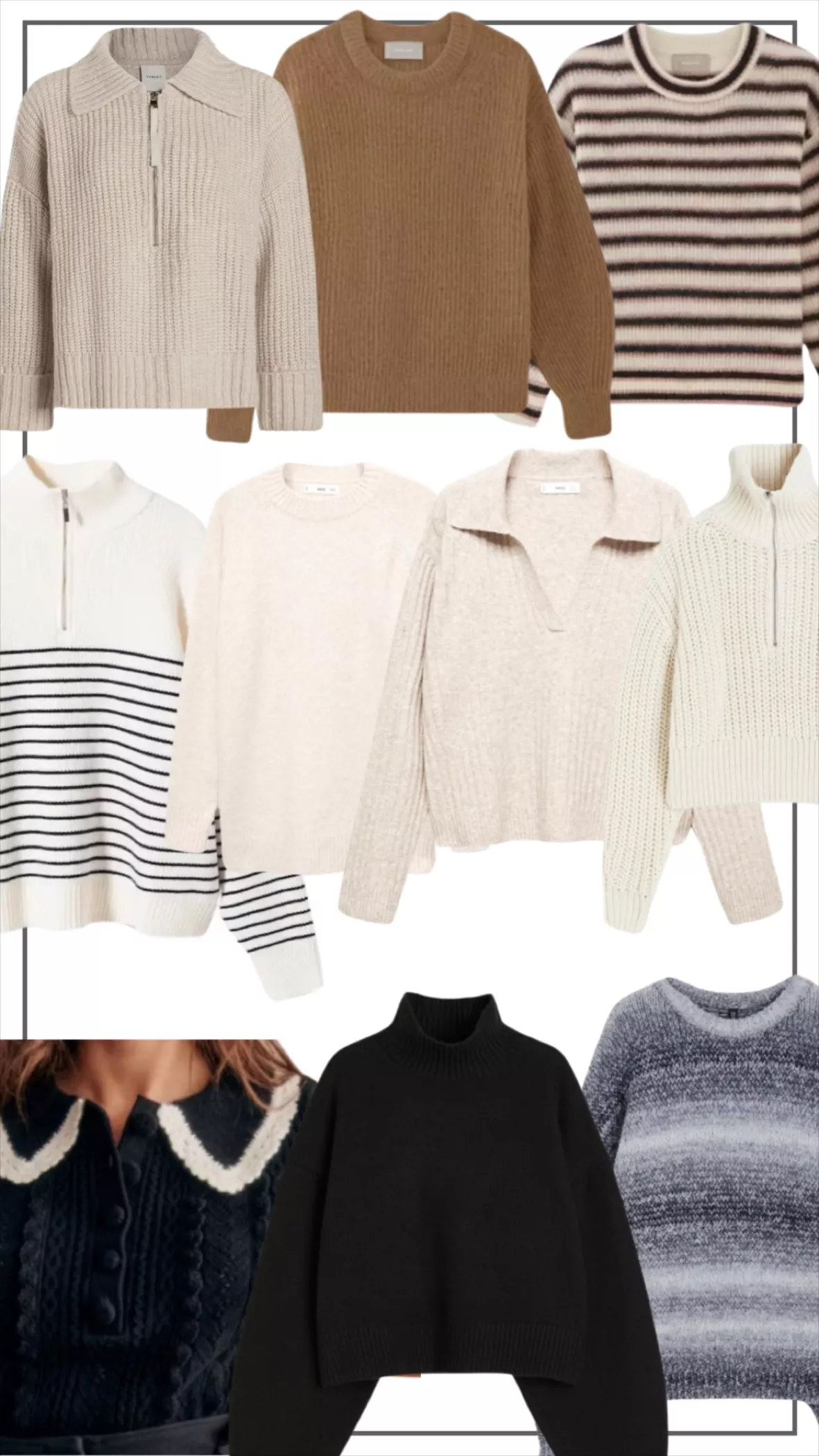 Chunky-knit Half-zip Sweater - Cream - Ladies