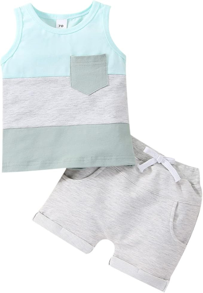 Kupretty Baby Boy Summer Clothes Sleeveless Tank Tops Vest T-Shirt + Casual Shorts Toddler Outfit... | Amazon (US)