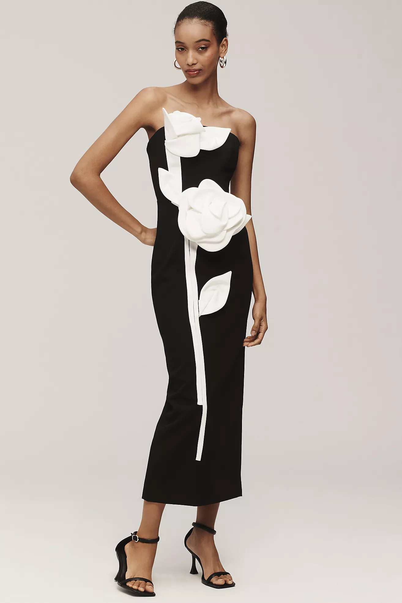 Mac Duggal Strapless 3D Floral Maxi Dress | Anthropologie (US)