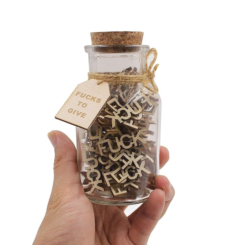 Jar of Fucks（5oz）Gift Jar,Fucks to Give,Fuck Wooden Cutout Letter Piece Bad Mood Vent Spoof B... | Amazon (US)