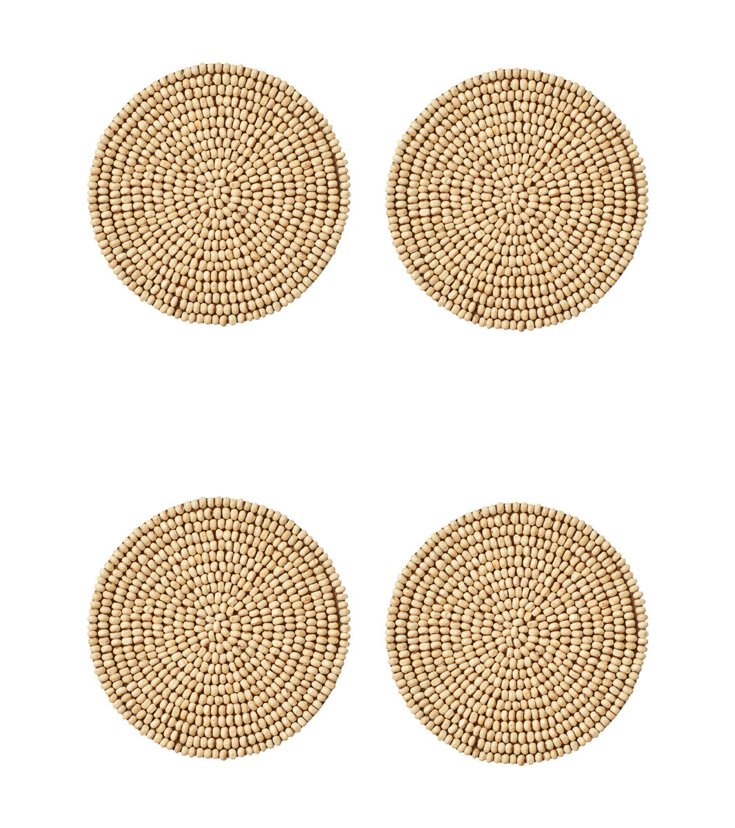 Set of Four Laucala Wooden Beaded Coasters | OKA US | OKA US