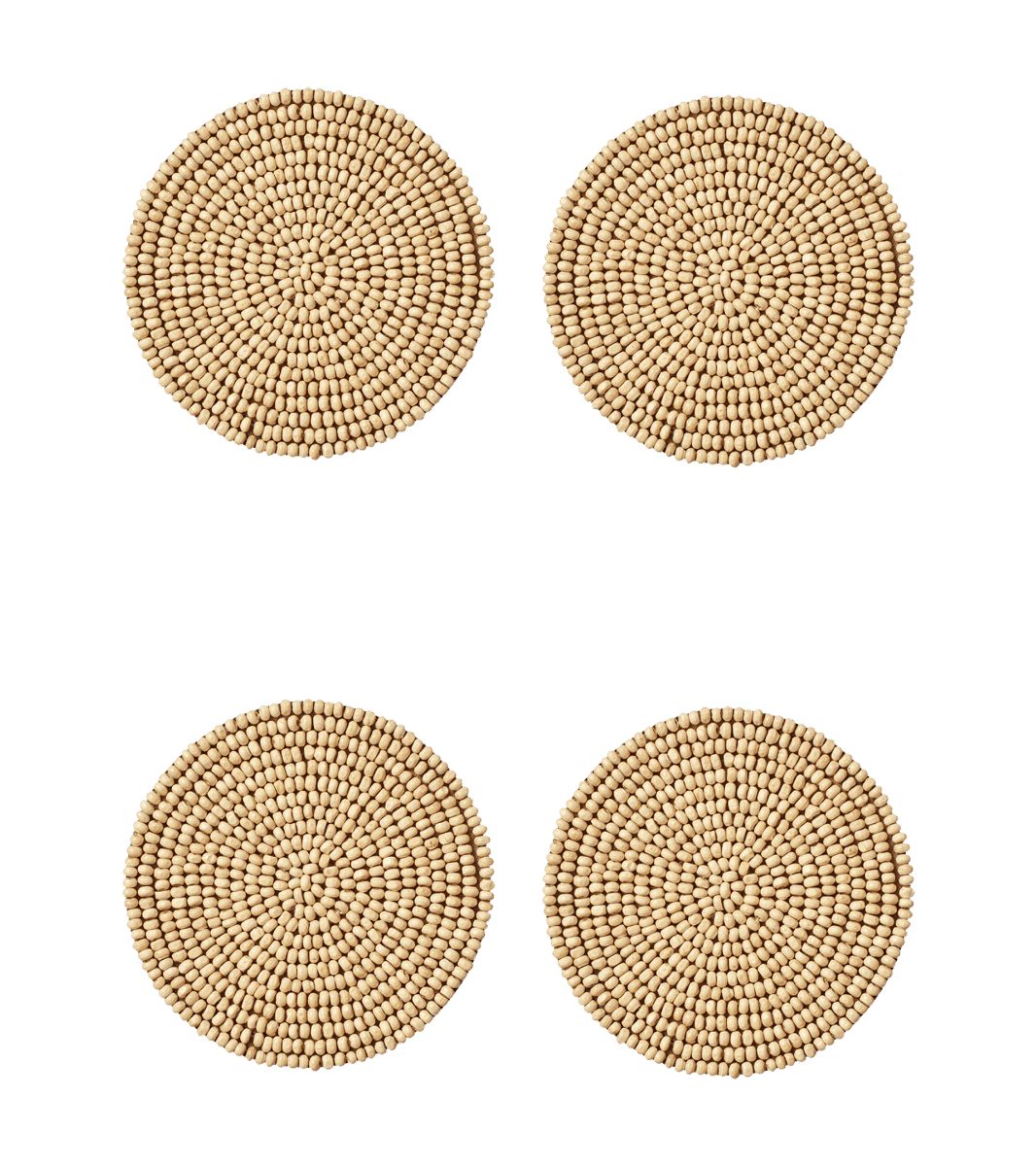 Set of Four Laucala Wooden Beaded Coasters | OKA US | OKA US