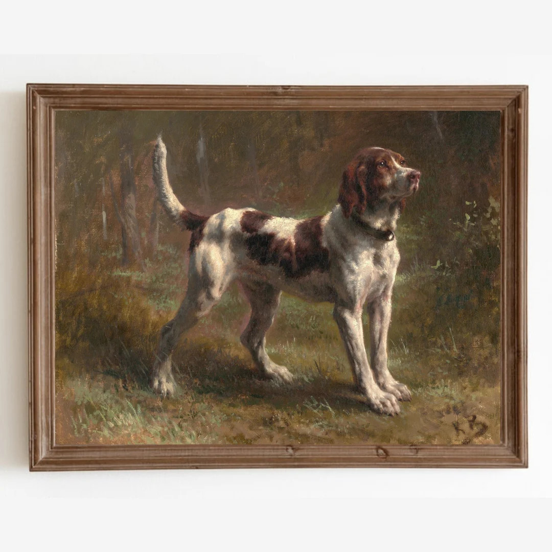 Vintage Dog Painting, Antique Animal Portrait, Hunting Hound Print, Farmhouse Painting, Instant D... | Etsy (CAD)