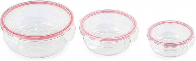 Conjunto de Potes Herméticos Redondos de Plástico, Transparente com Tampa Rosa, 3 Peças, 350ml... | Amazon (BR)