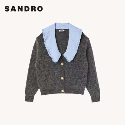 Sandro New Women's Sweet Loose Doll Neck Knitted Coat | eBay US